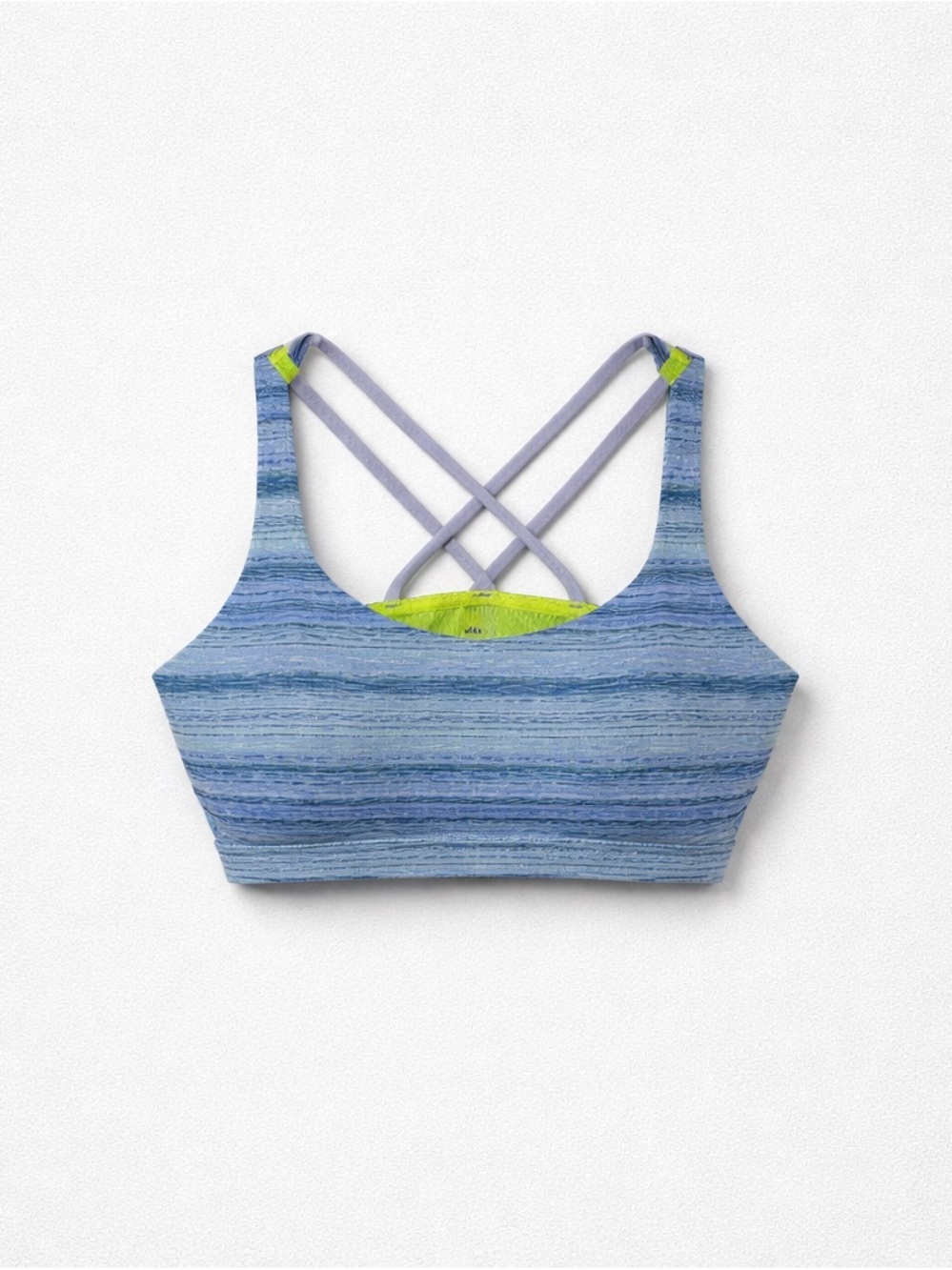 Lululemon Blue Striped Sports Bra Size 4 Crisscross Back Light Support